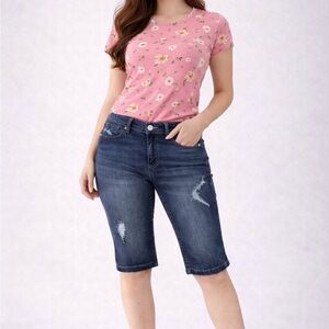 KanCan Dark Wash Denim Bermuda Shorts